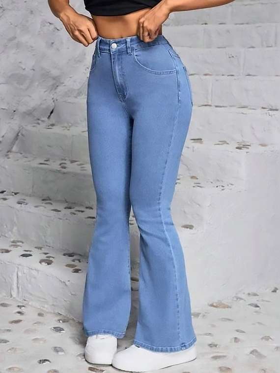 women plain high rise bootcut jeans - 22319514 -  Standard Image - 1