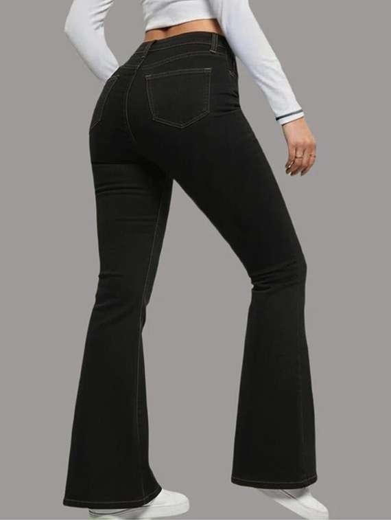 women solid high rise bootcut jean - 22319523 -  Standard Image - 1