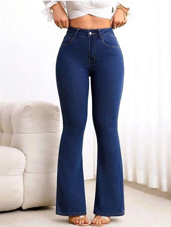 women plain high rise bootcut jeans - 22319524 -  Standard Image - 1