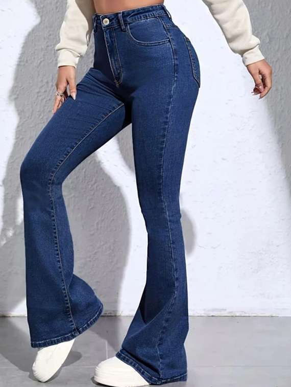 women solid high rise bootcut jean - 22319534 -  Standard Image - 1