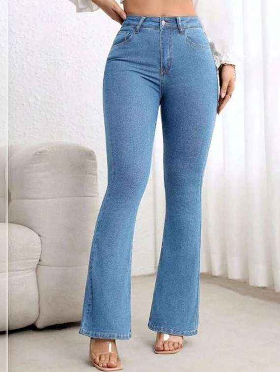 women solid high rise bootcut jean - 22319535 -  Standard Image - 1