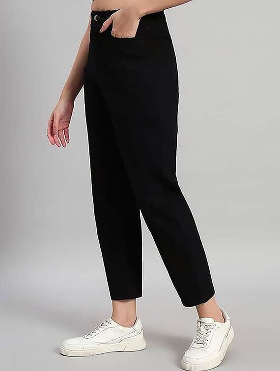 Women Solid High Rise Boyfriend Fit Jean - 22319536 -  Standard Image - 1