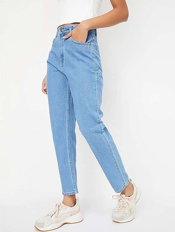 Women Solid High Rise Straight Jean - 22319548 -  Standard Image - 1