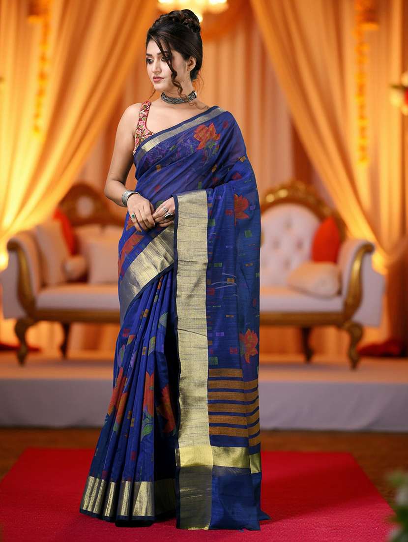 women printed casual wear saree with blouse