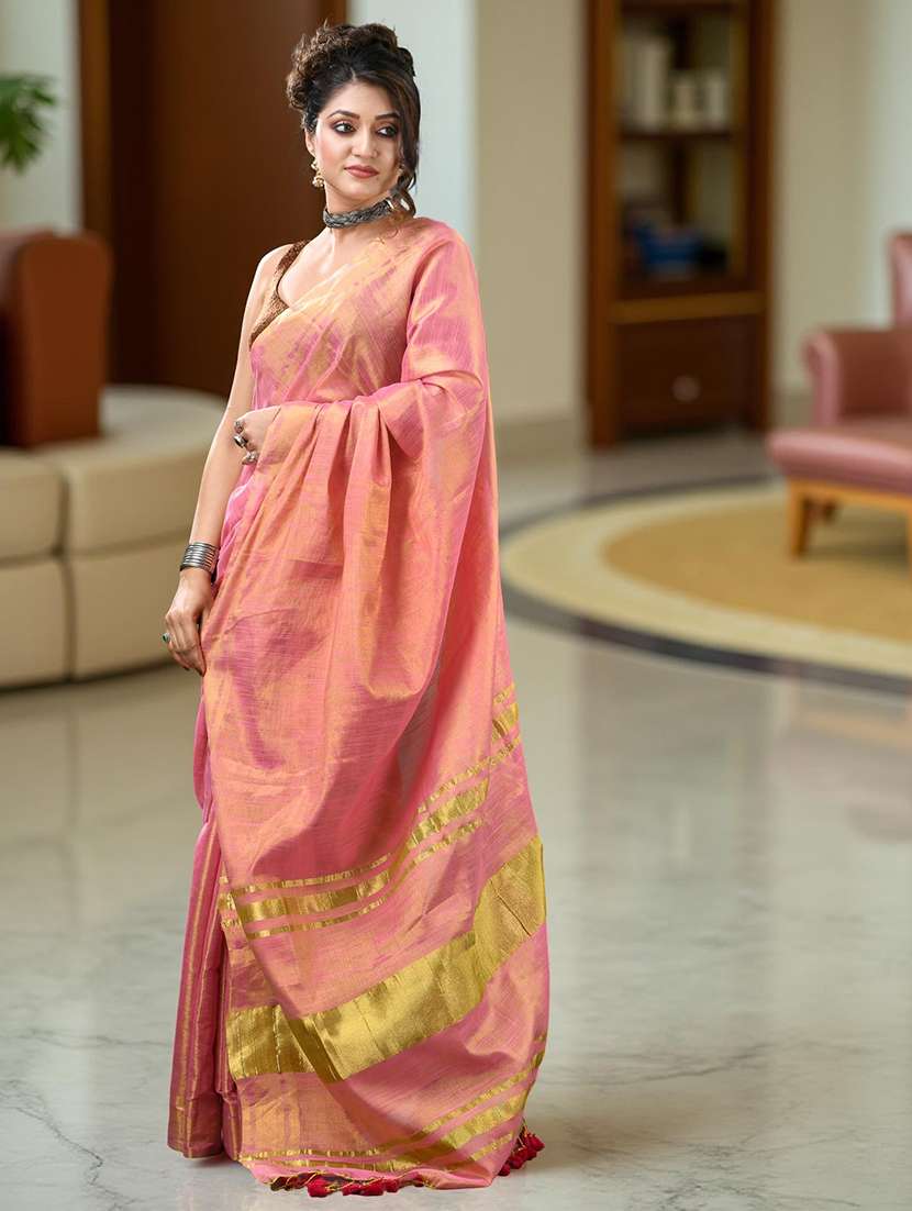 women solid plain saree with blouse - 22319606 -  Standard Image - 1