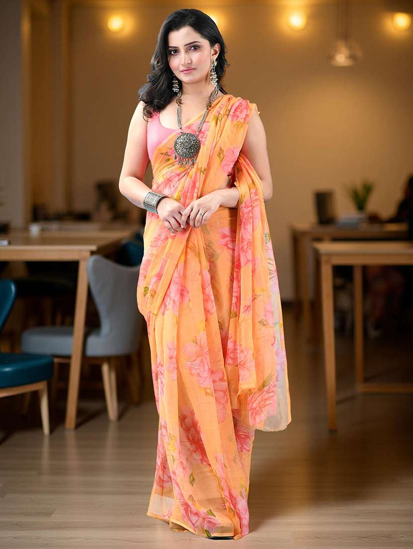 women floral printed saree - 22319624 -  Standard Image - 1