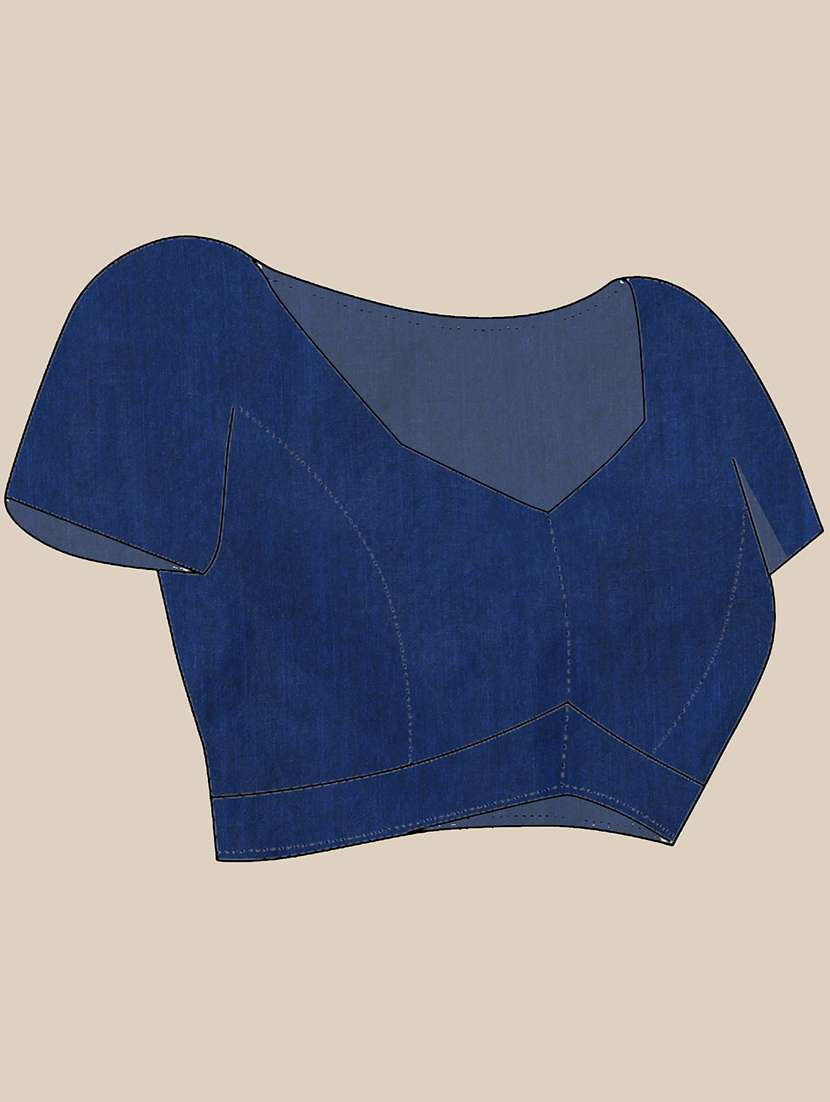 women solid with bordered handloom saree with blouse - 22319648 -  Standard Image - 4