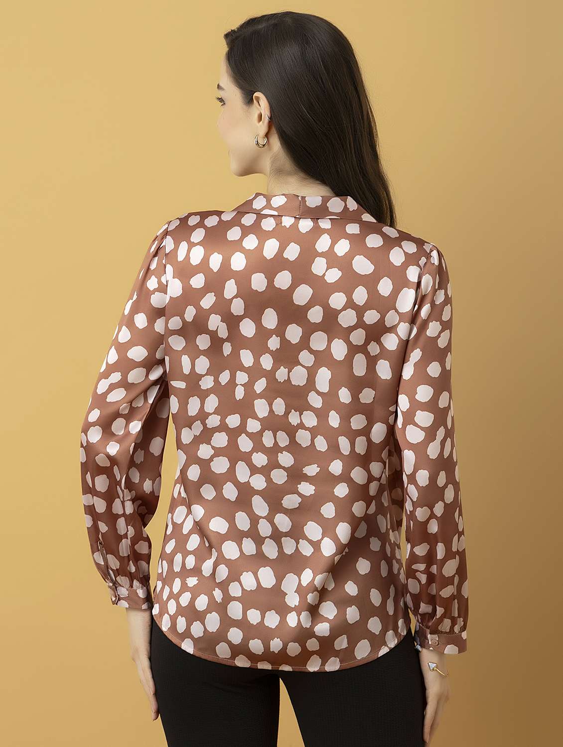 women printed tie-up neck long sleeve top - 22319650 -  Standard Image - 6