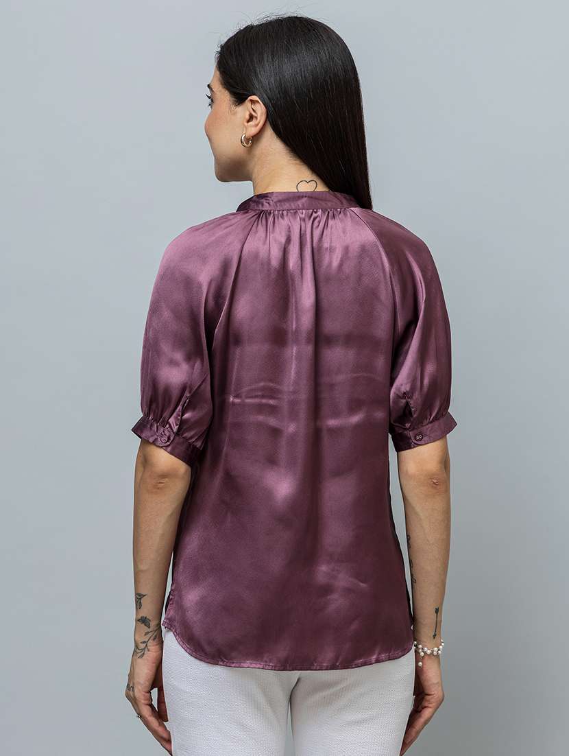 women solid puff sleeve regular top - 22319653 -  Standard Image - 4