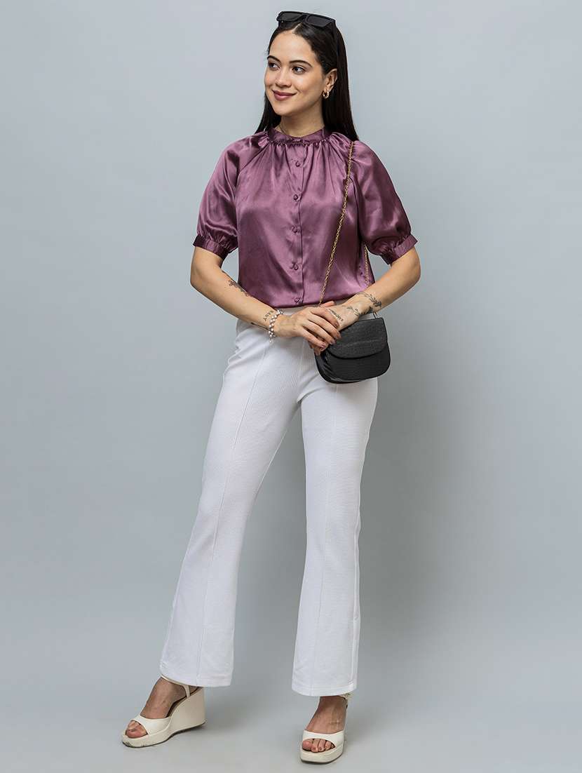 women solid puff sleeve regular top - 22319653 -  Standard Image - 6