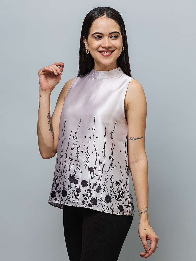 women printed sleeveless a-line top - 22319654 -  Standard Image - 1