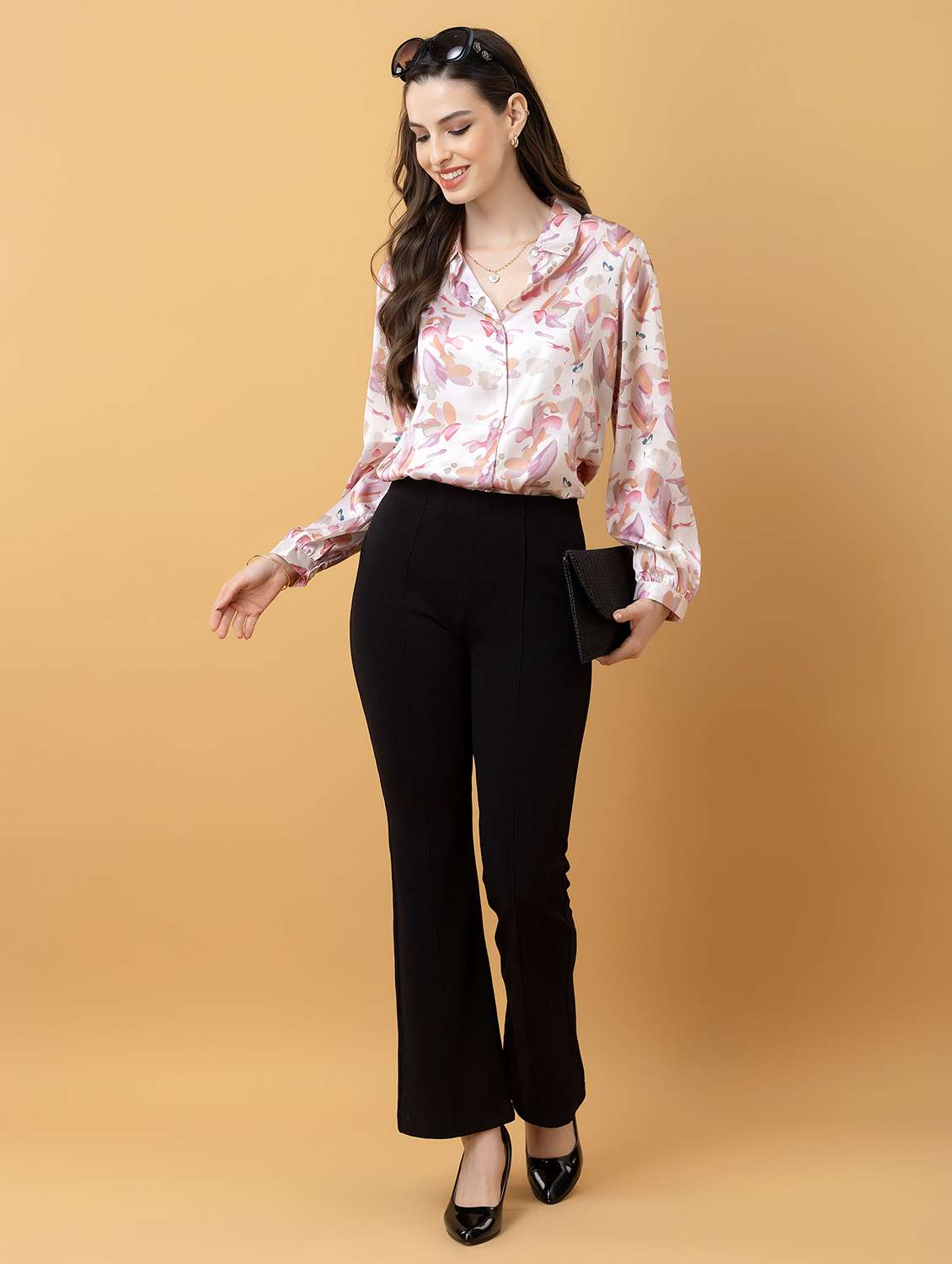 women printed collared long sleeve shirt - 22319658 -  Standard Image - 6
