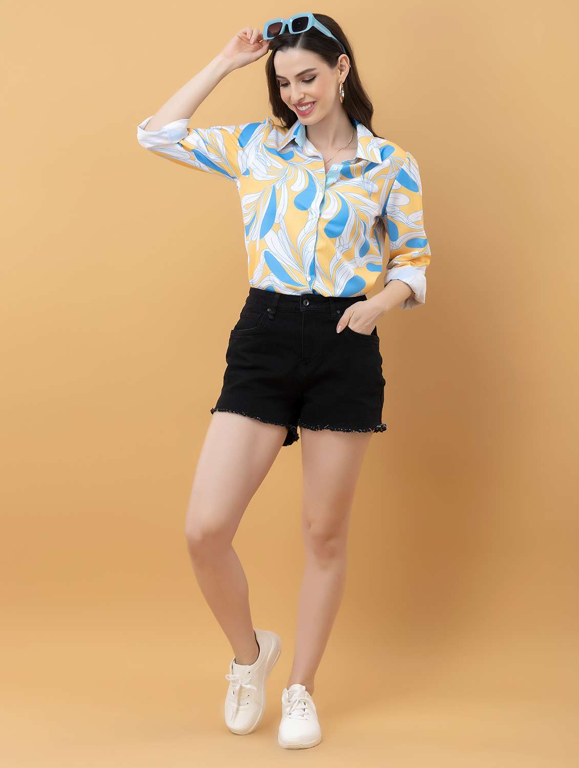 women printed collared long sleeve shirt - 22319659 -  Standard Image - 4