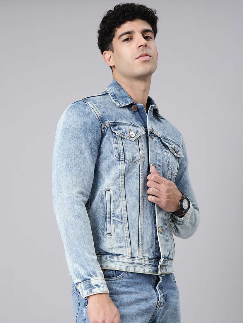 men washed long sleeve denim jacket - 22319739 -  Standard Image - 1