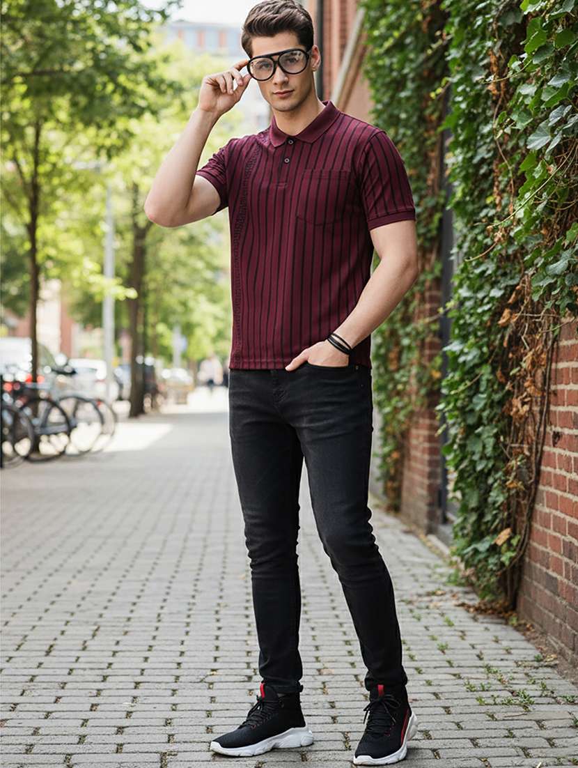 men striped short sleeve regular fit polo t-shirt - 22319858 -  Standard Image - 4