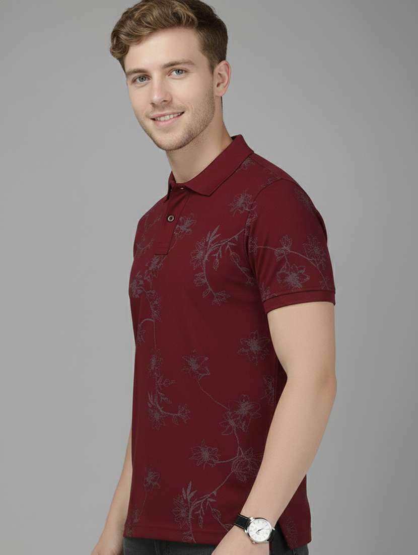 men printed short sleeve regular fit polo t-shirt - 22319937 -  Standard Image - 1