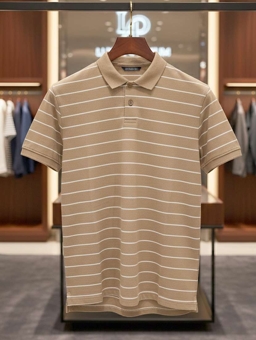men striped short sleeve regular fit polo t-shirt - 22319944 -  Standard Image - 4