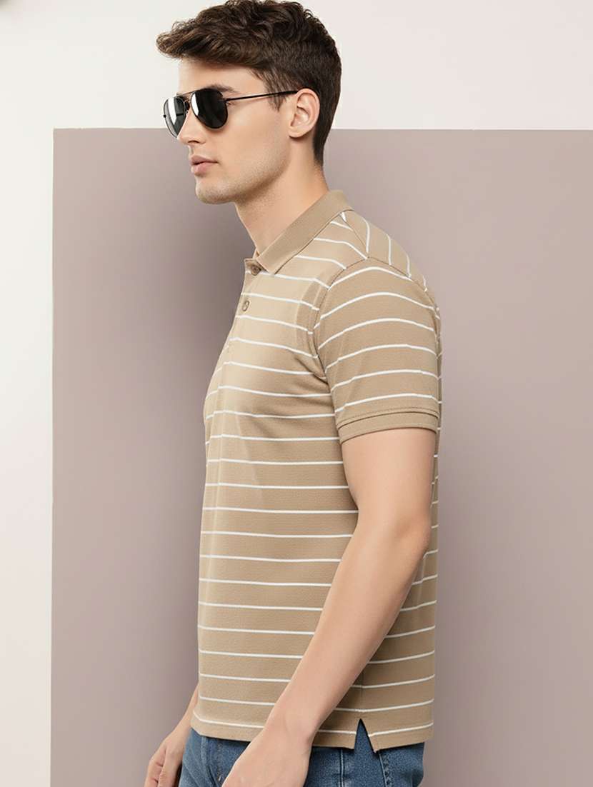 men striped short sleeve regular fit polo t-shirt - 22319965 -  Standard Image - 1