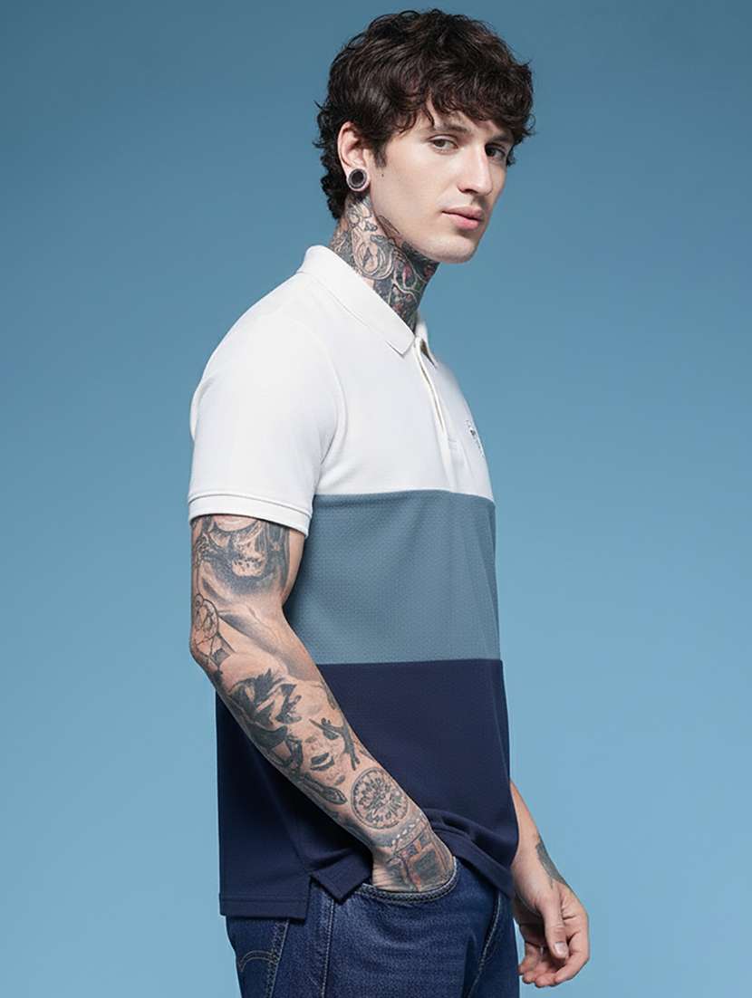 men color block short sleeve regular fit polo t-shirt - 22319966 -  Standard Image - 1