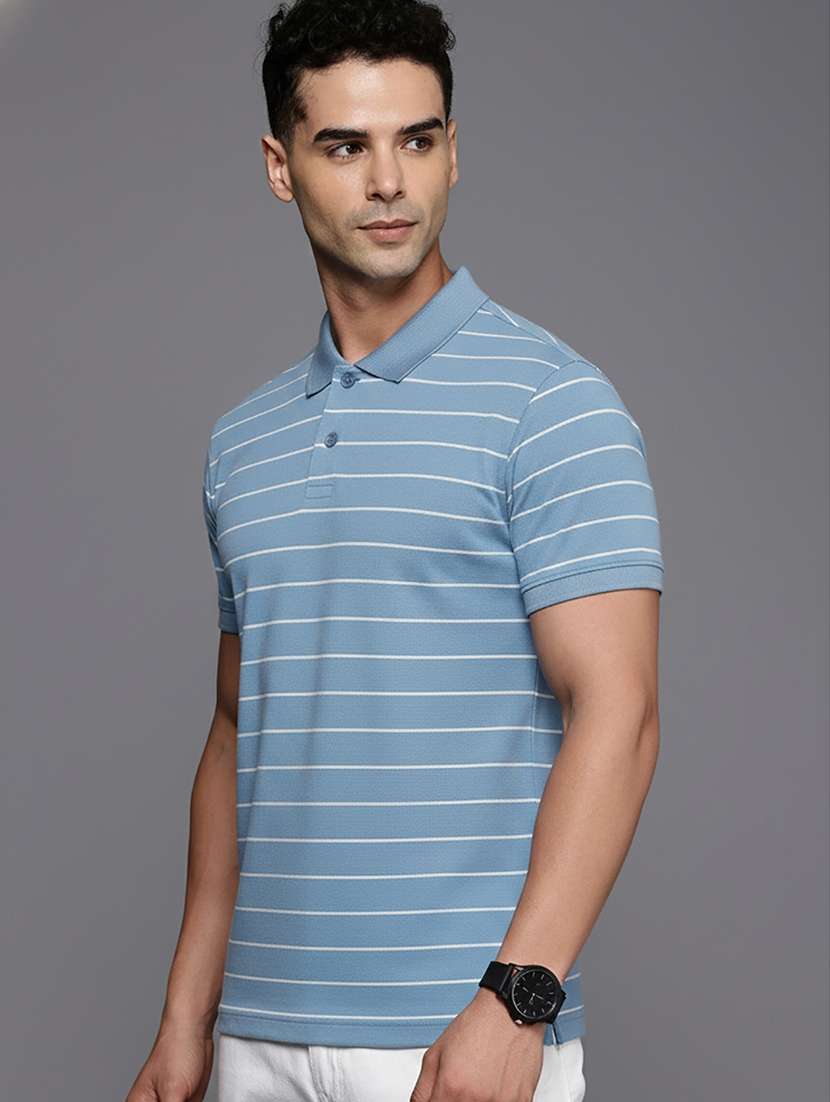 men striped short sleeve regular fit polo t-shirt - 22319971 -  Standard Image - 1