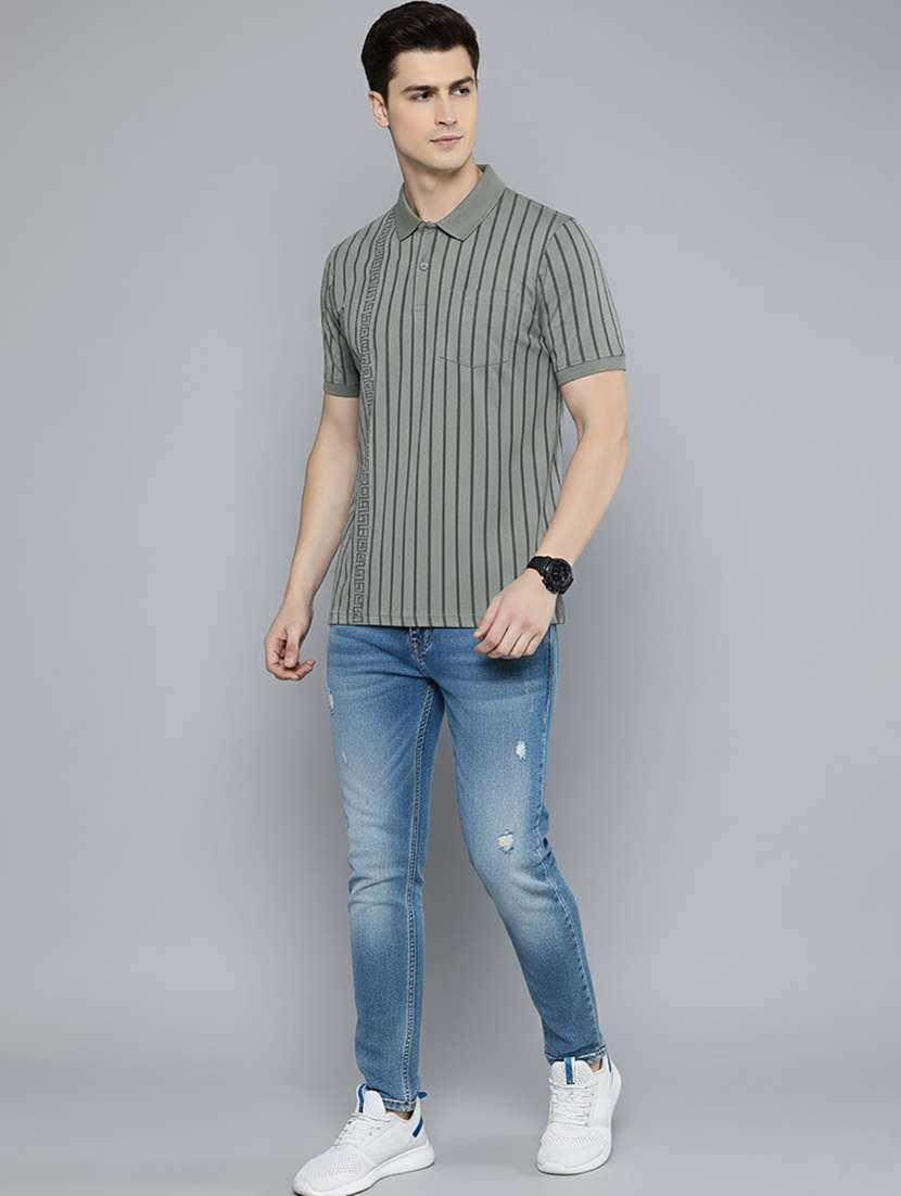 men striped short sleeve regular fit polo t-shirt - 22320007 -  Standard Image - 1