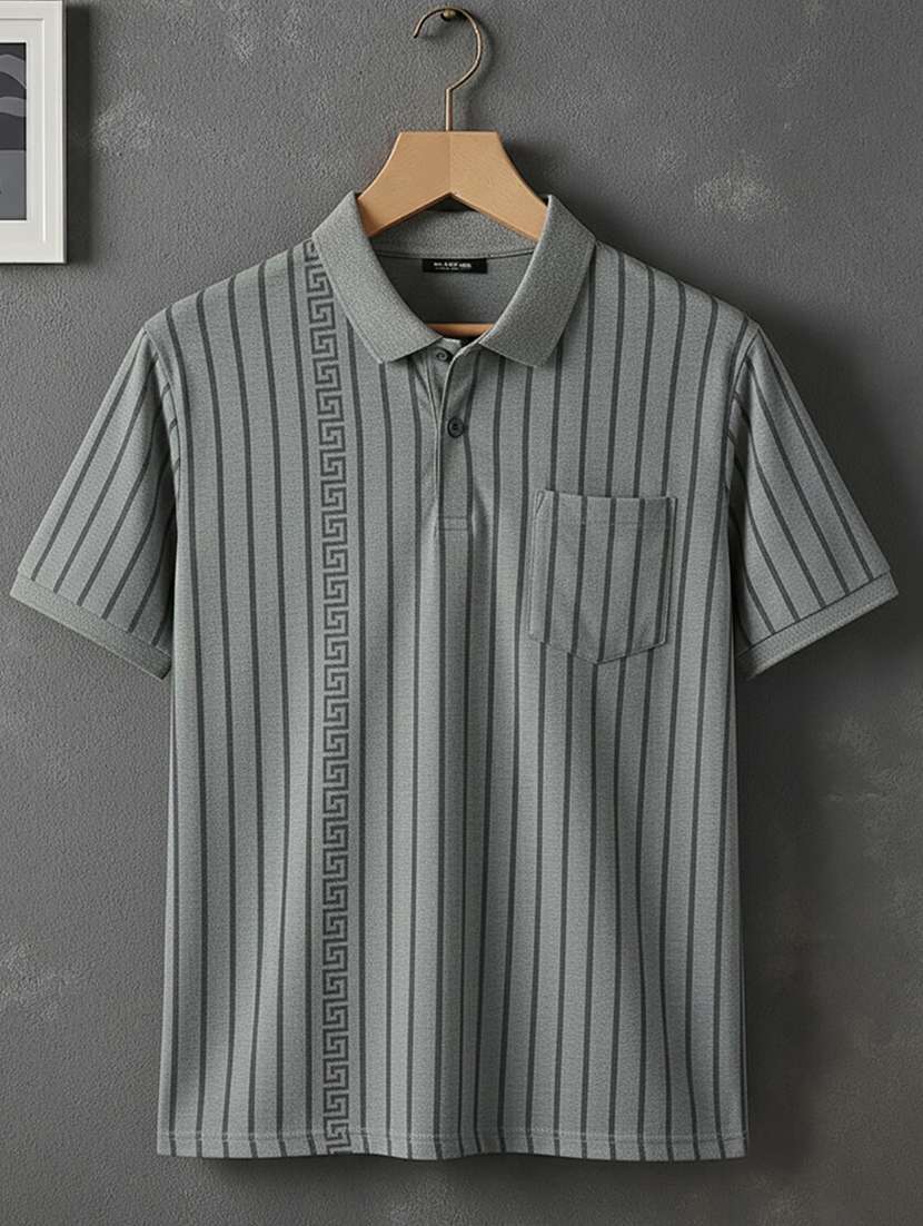 men striped short sleeve regular fit polo t-shirt - 22320007 -  Standard Image - 4