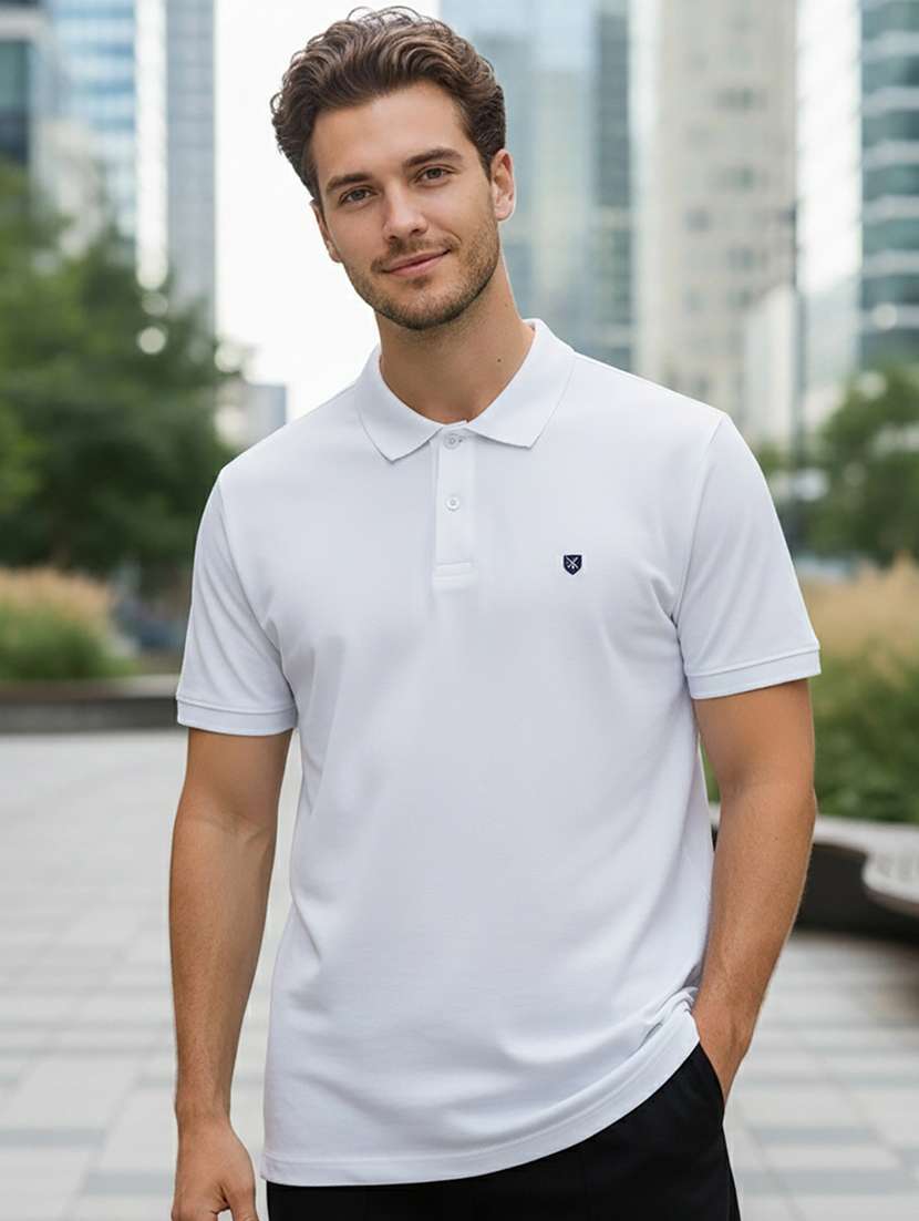 men solid short sleeve regular fit polo t-shirt - 22320048 -  Standard Image - 1