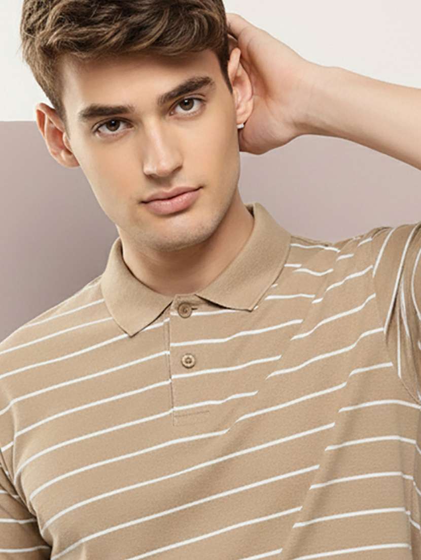 men striped short sleeve regular fit polo t-shirt - 22320103 -  Standard Image - 1