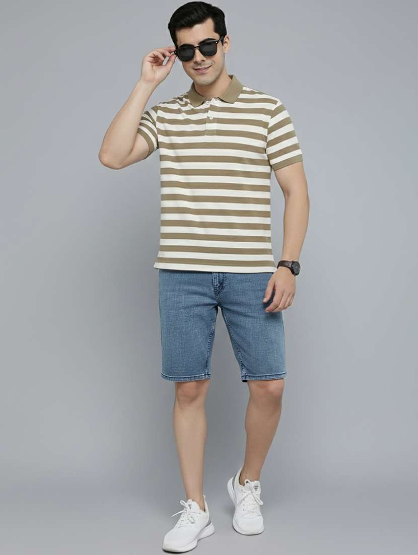 men striped short sleeve regular fit polo t-shirt - 22320113 -  Standard Image - 4