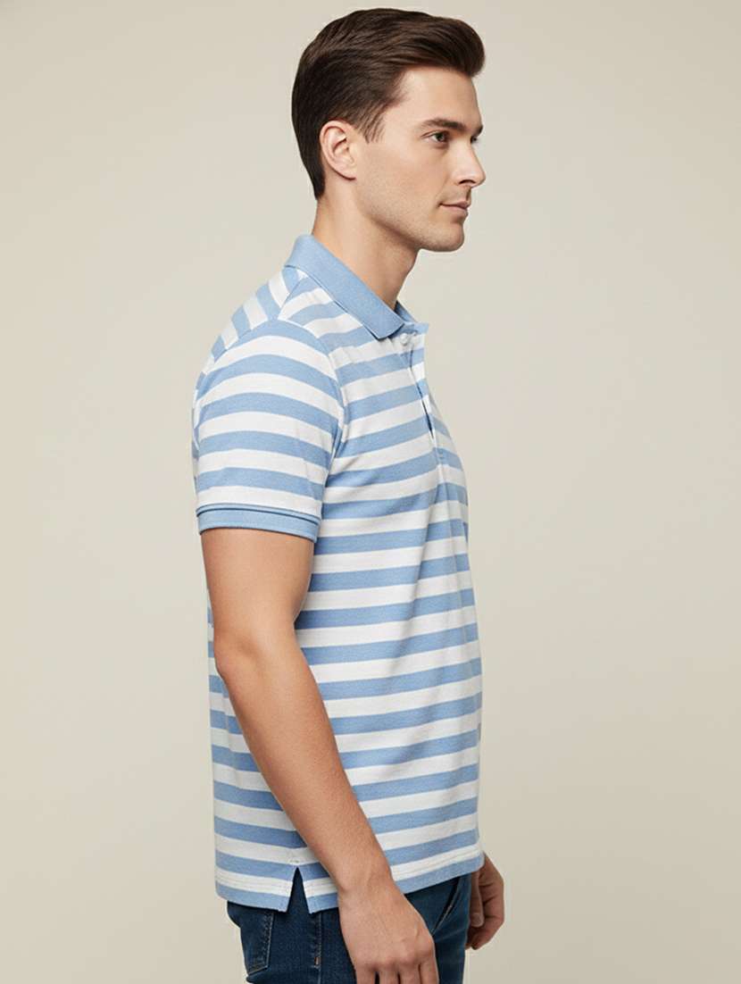 men striped short sleeve regular fit polo t-shirt - 22320115 -  Standard Image - 1