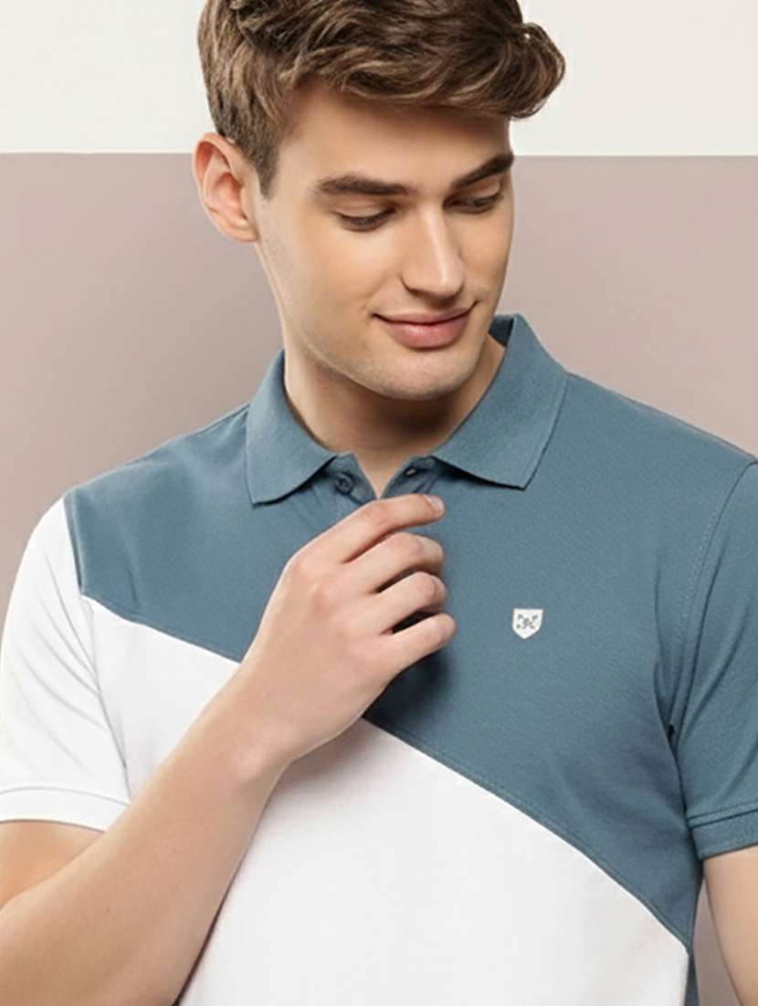 men color block short sleeve regular fit polo t-shirt - 22320117 -  Standard Image - 4