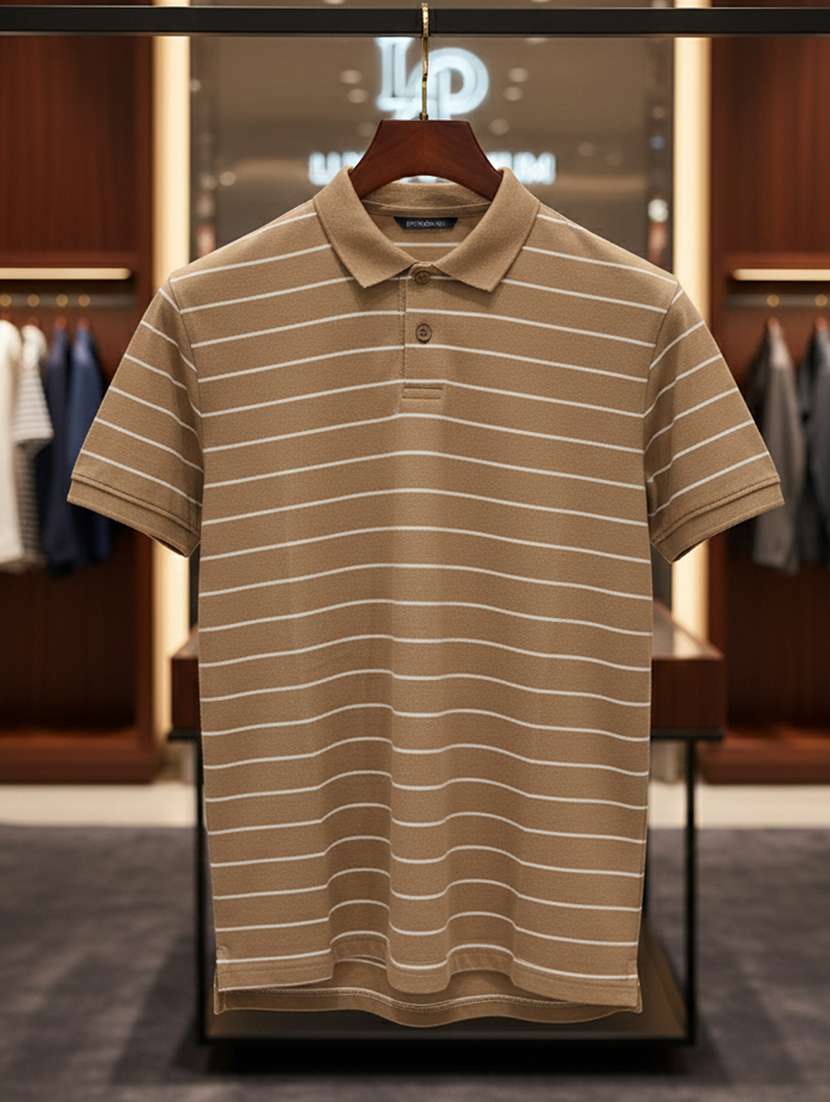 men striped short sleeve regular fit polo t-shirt - 22320120 -  Standard Image - 4