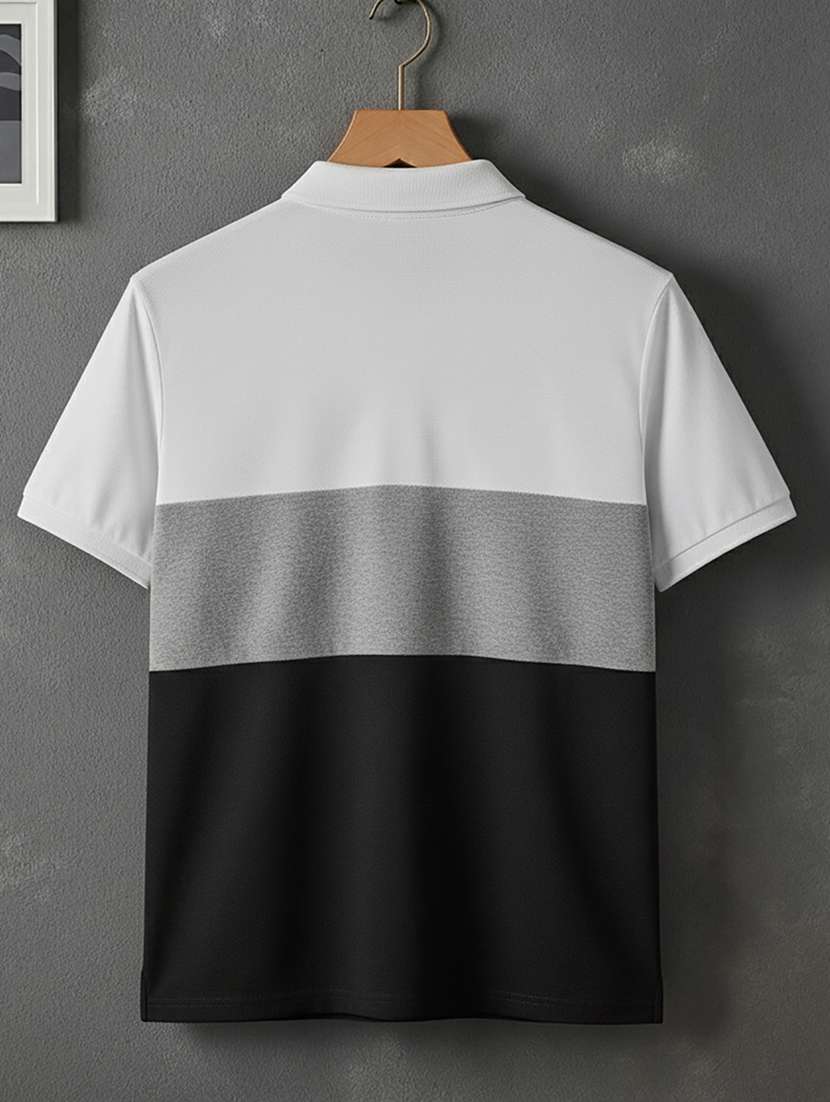 men color block short sleeve regular fit polo t-shirt - 22320139 -  Standard Image - 4