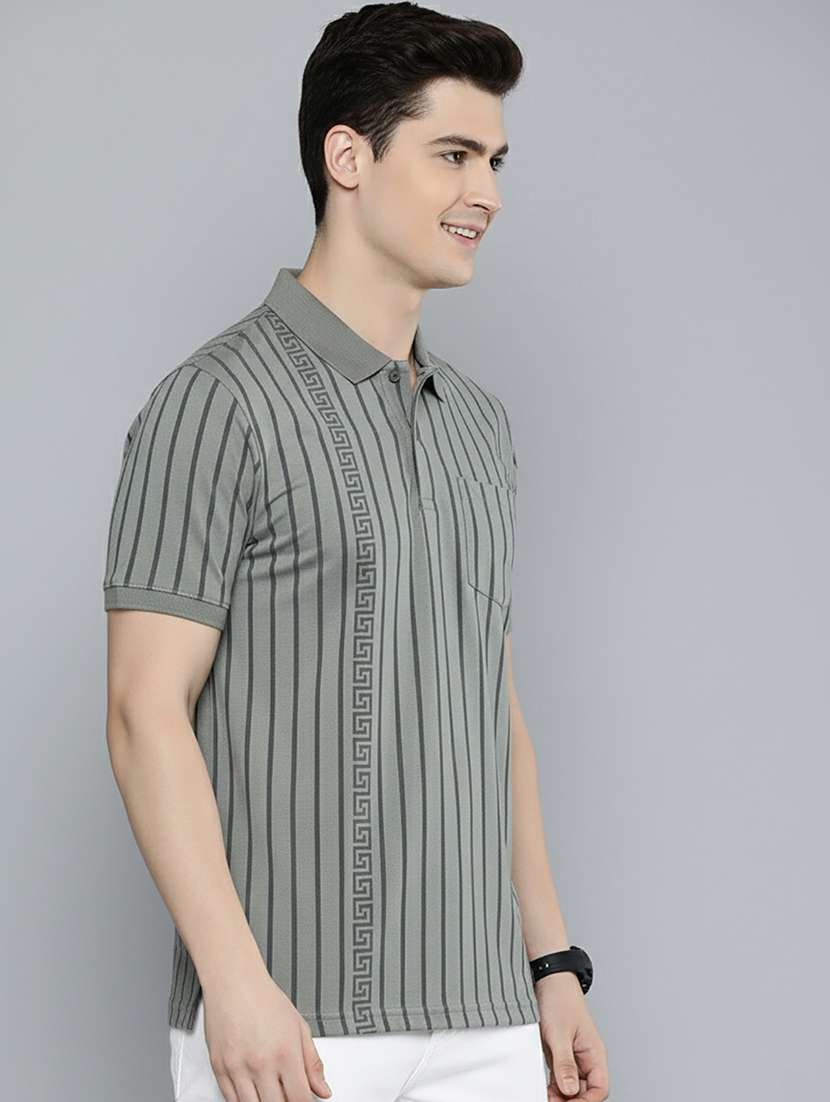 men striped short sleeve regular fit polo t-shirt - 22320148 -  Standard Image - 1