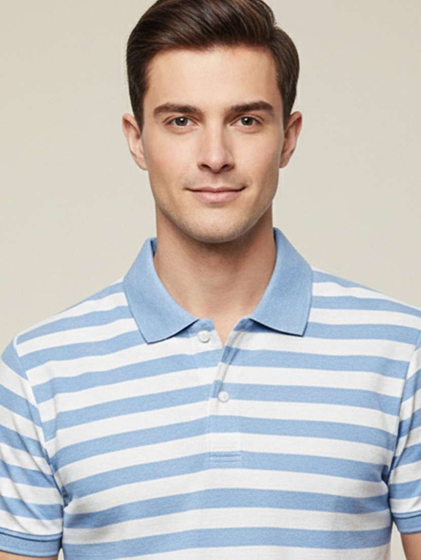 men striped short sleeve regular fit polo t-shirt - 22320211 -  Standard Image - 4