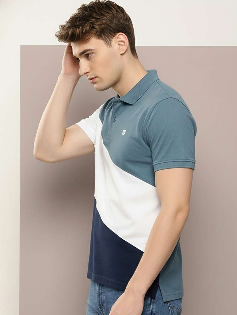 men color block short sleeve regular fit polo t-shirt - 22320212 -  Standard Image - 1