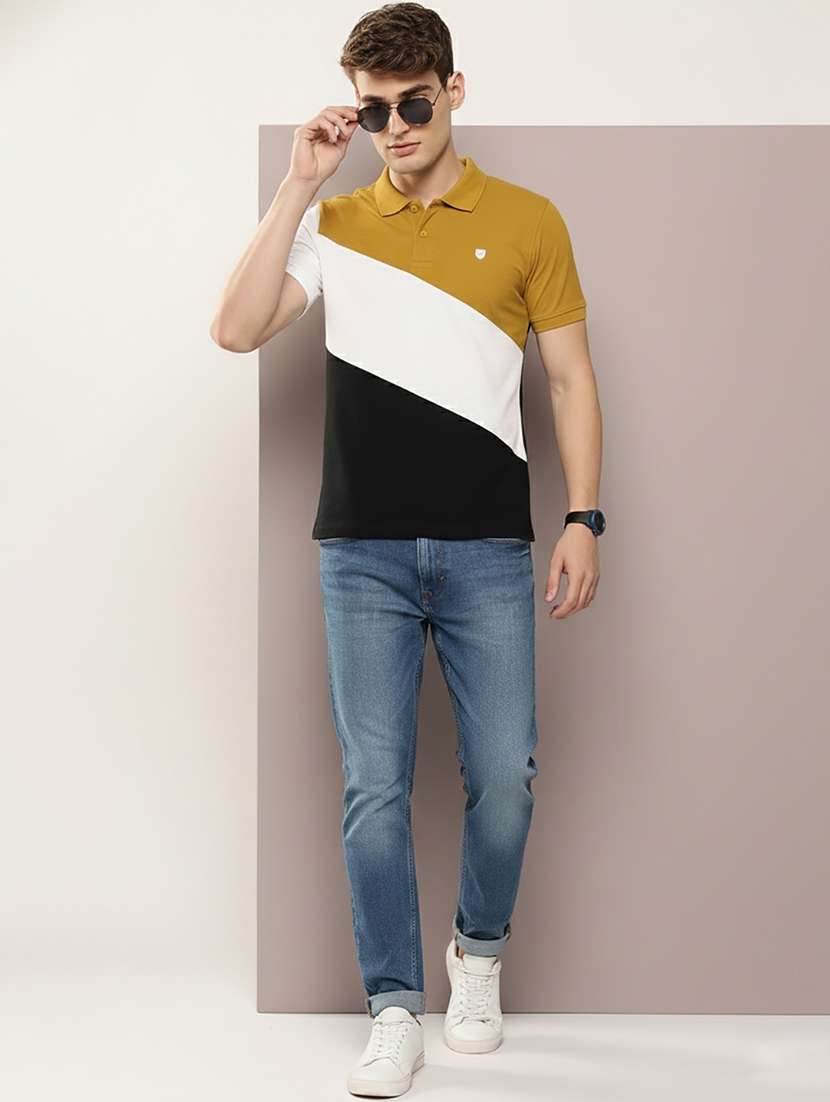 men color block short sleeve regular fit polo t-shirt - 22320214 -  Standard Image - 4
