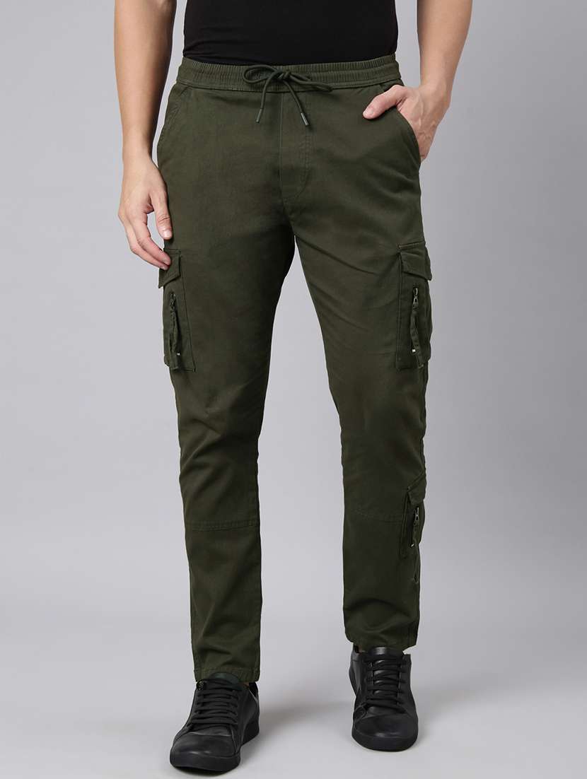 men solid mid rise regular fit cargo - 22320229 -  Standard Image - 4