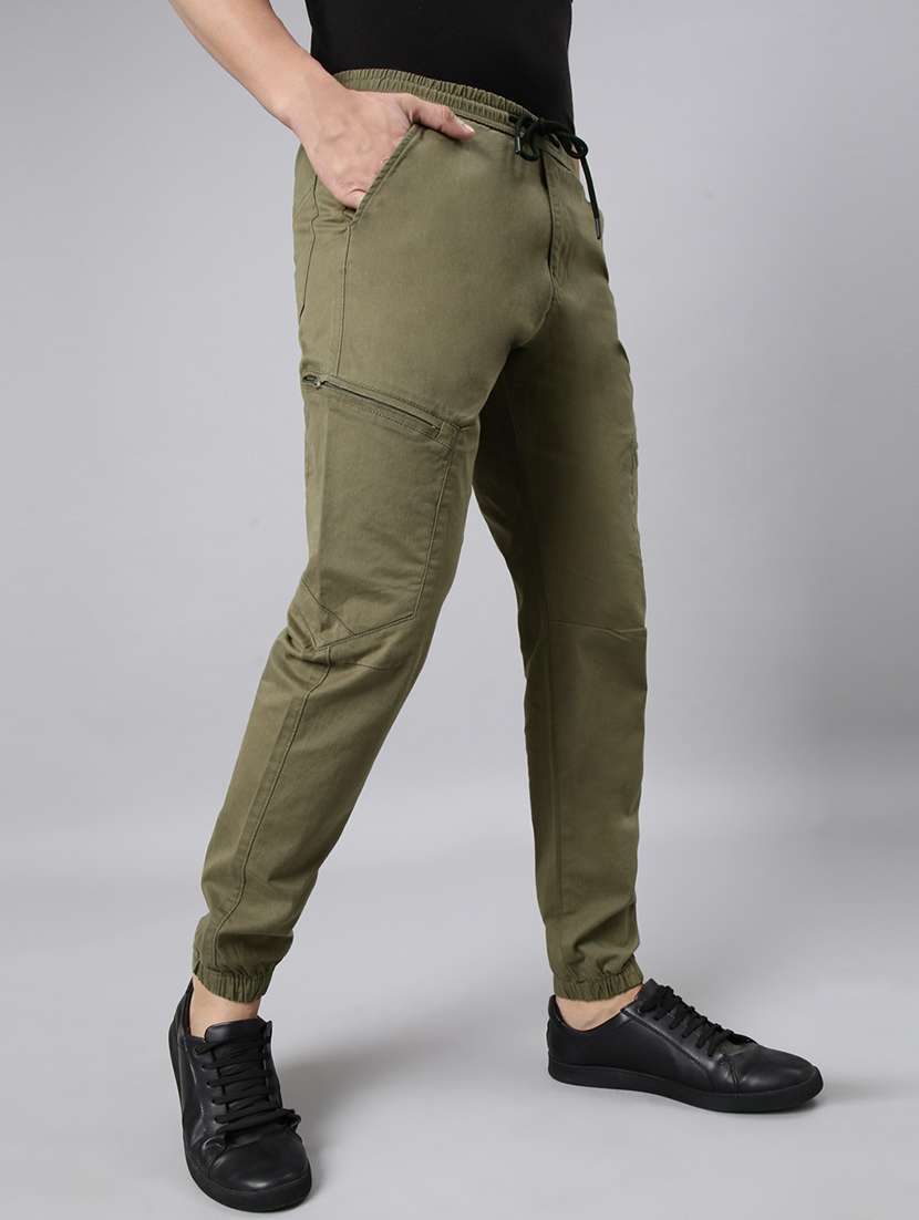 men solid mid rise regular fit jogger - 22320230 -  Standard Image - 1