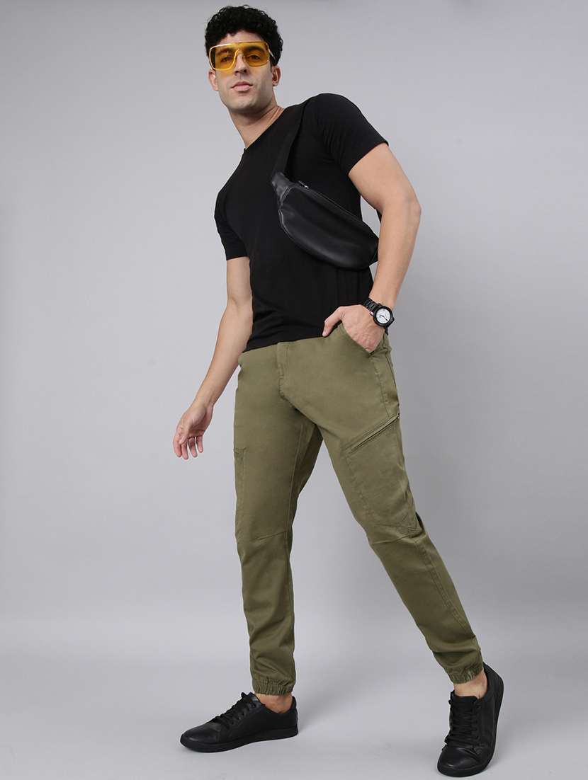 men solid mid rise regular fit jogger - 22320230 -  Standard Image - 4