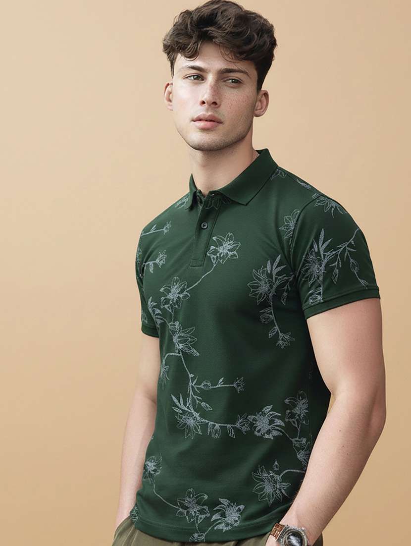 men printed short sleeve polo t-shirt - 22320271 -  Standard Image - 1