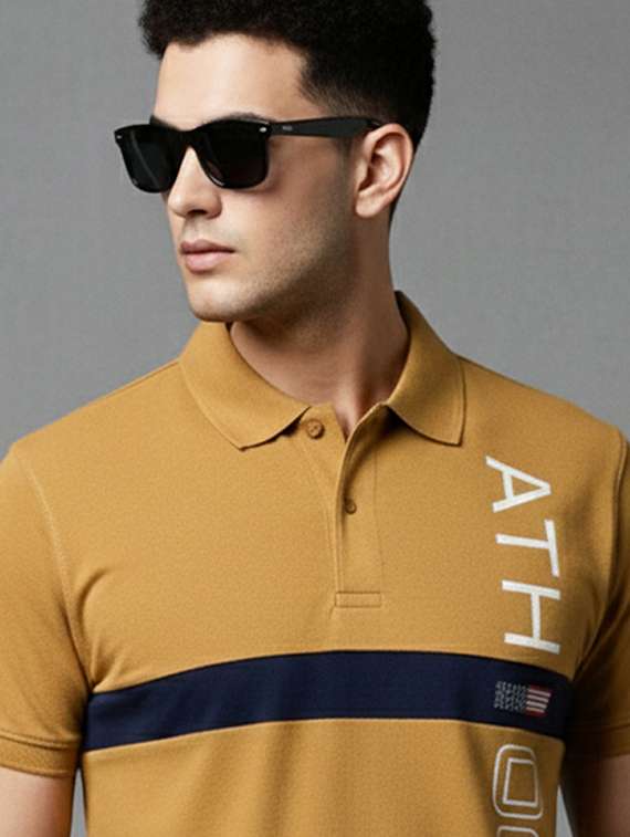 men printed short sleeve regular fit polo t-shirt - 22320308 -  Standard Image - 1