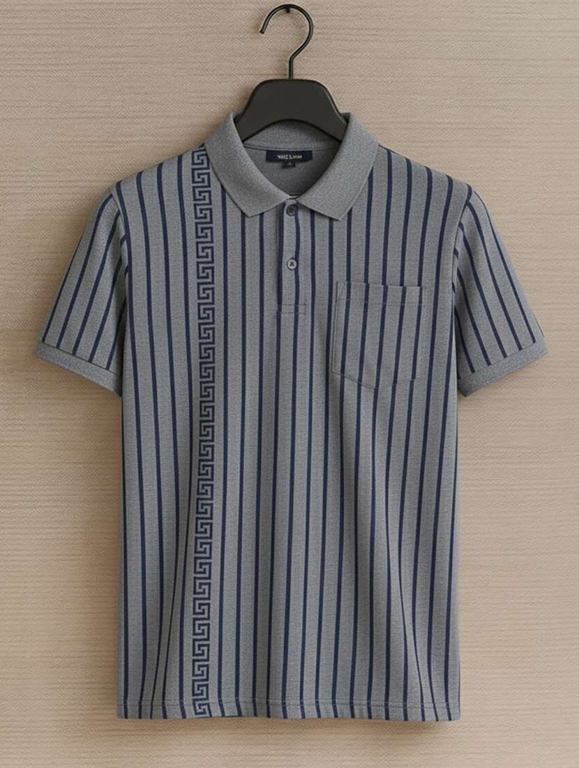 men striped short sleeve regular fit polo t-shirt - 22320315 -  Standard Image - 4