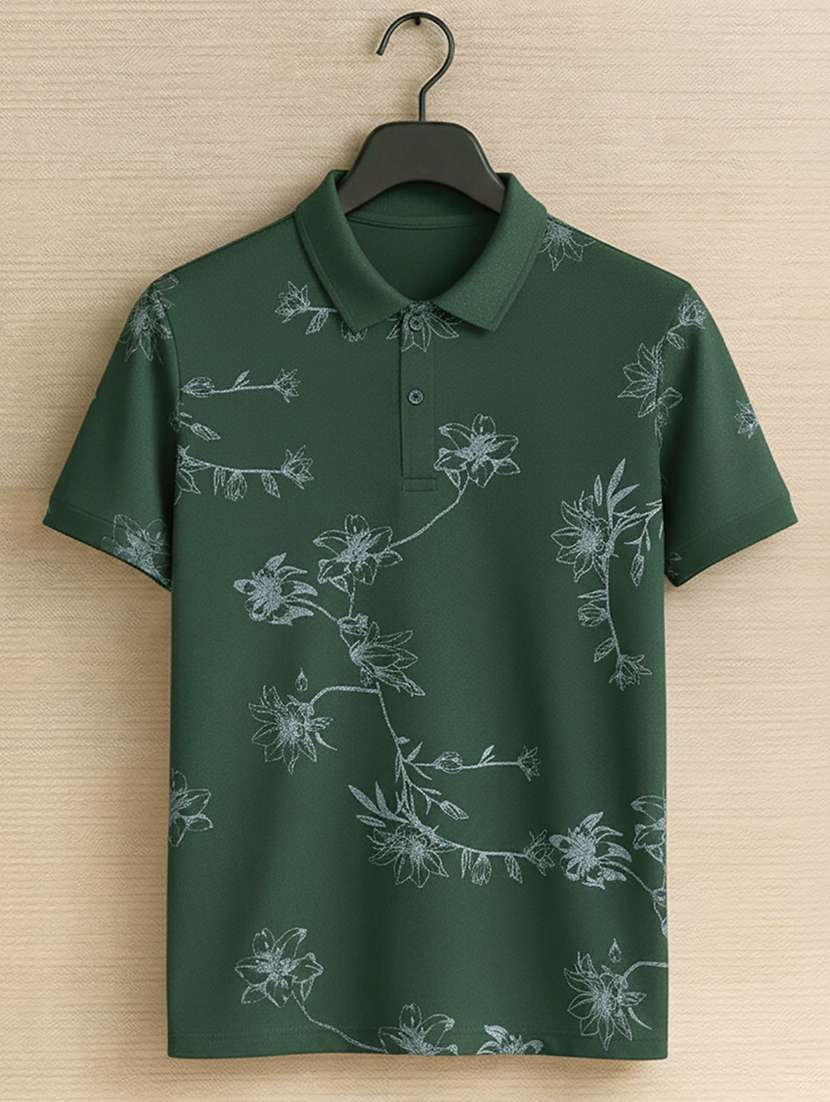 men floral printed short sleeve regular fit polo t-shirt - 22320349 -  Standard Image - 4