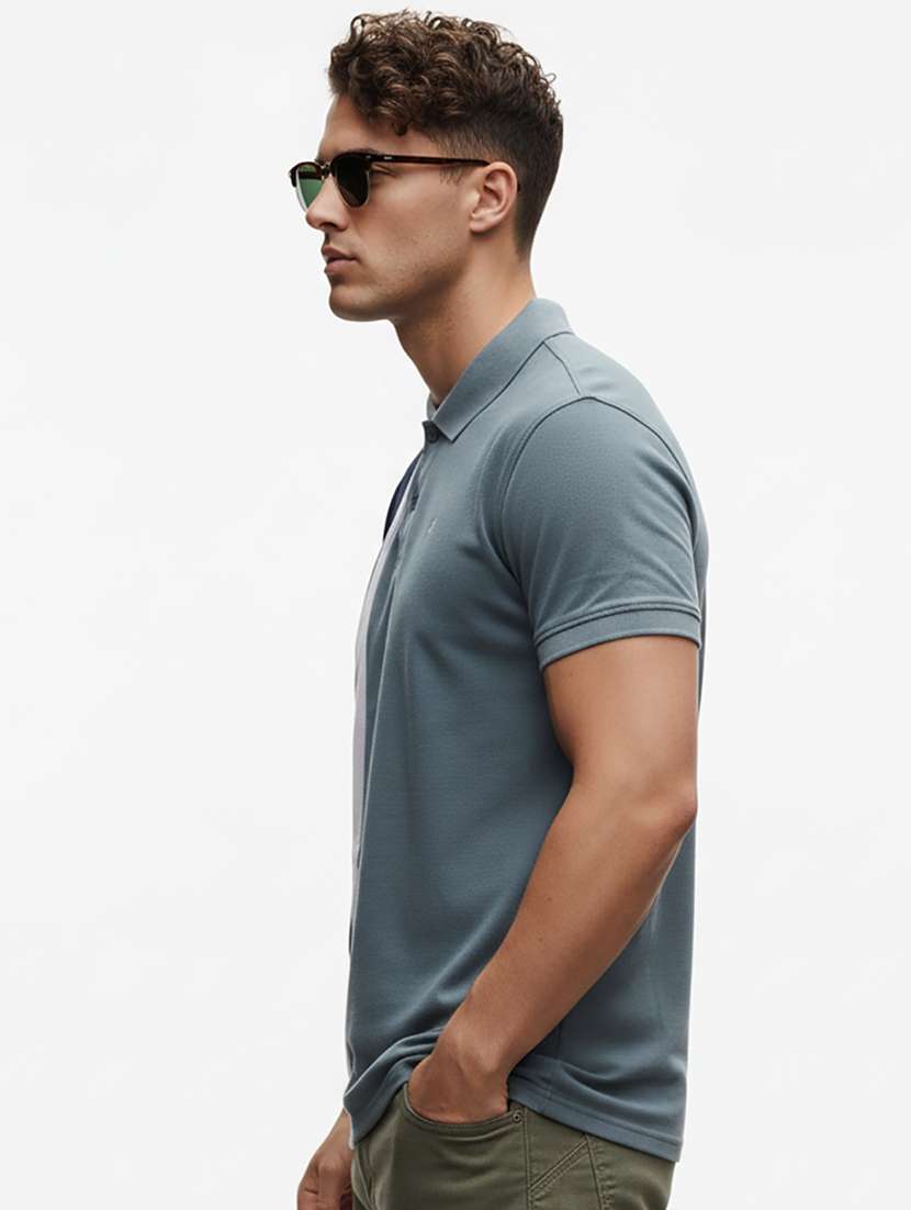 men color block short sleeve regular fit polo t-shirt - 22320398 -  Standard Image - 1