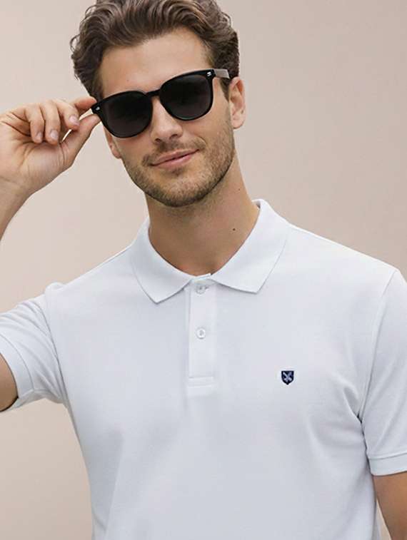 men solid short sleeve regular fit polo t-shirt - 22320422 -  Standard Image - 1