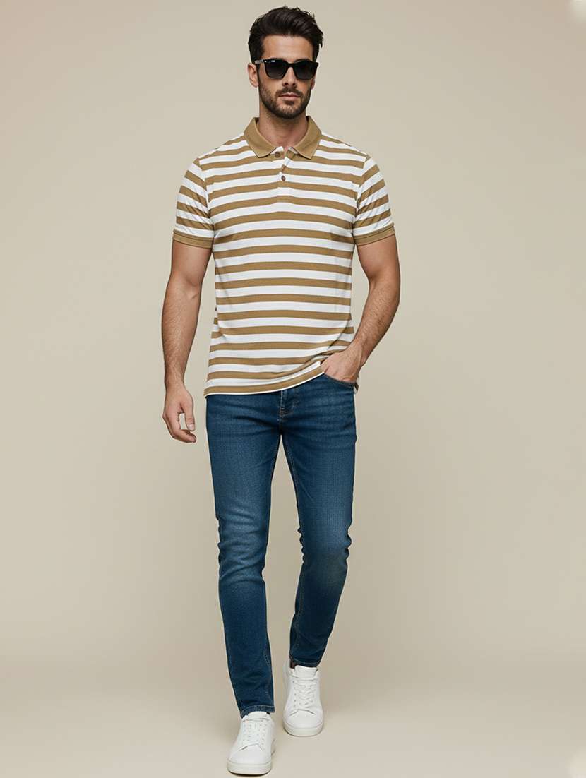 men striped short sleeve regular fit polo t-shirt - 22320446 -  Standard Image - 4