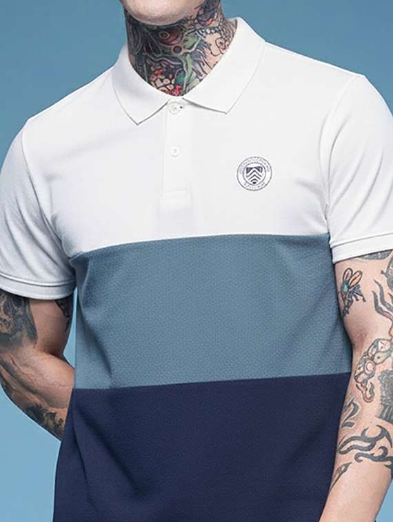men color block short sleeve regular fit polo t-shirt - 22320459 -  Standard Image - 1