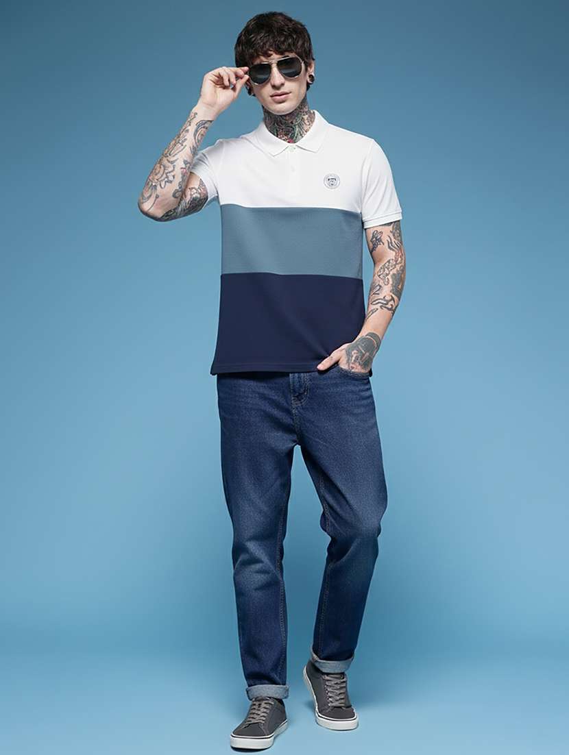 men color block short sleeve regular fit polo t-shirt - 22320459 -  Standard Image - 4