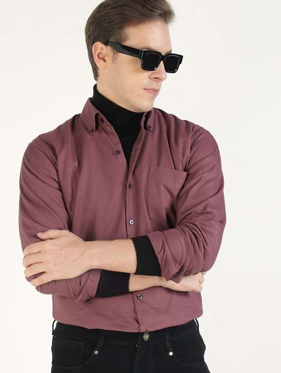 men collared long sleeve regular fit shirt